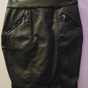 White House Black Market 00 black stretch pencil mini skirt zippers moto